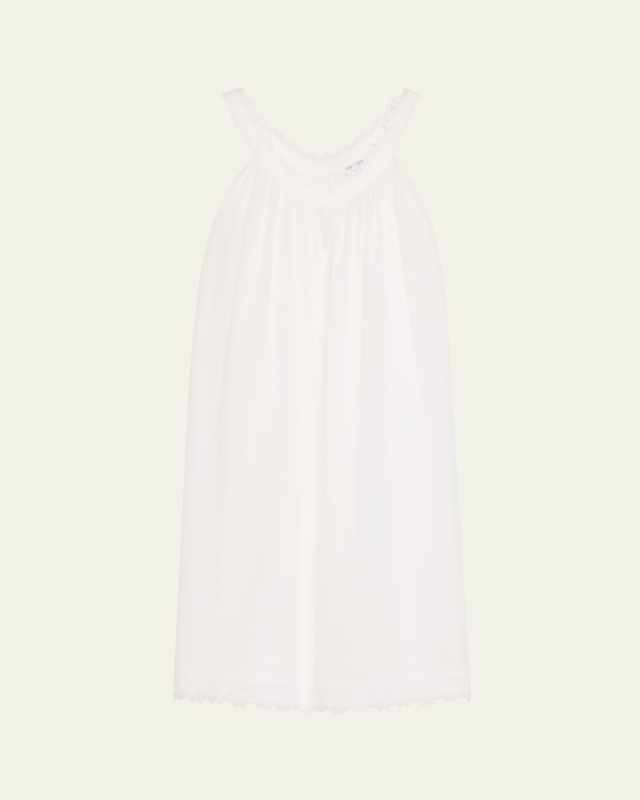 Conny 1 Ruched Lace-Trim Cotton Nightgown